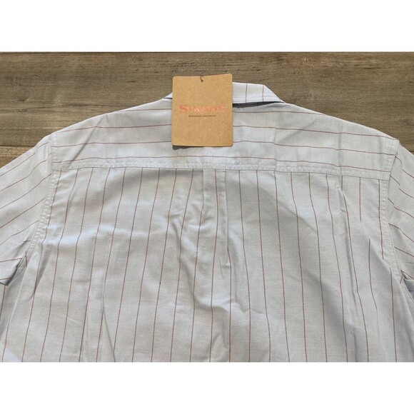 Simms Fishing Shop Shirt Mens M Short Sleeve Striped Quick Dry Zipper Pocket - Picture 7 of 8
